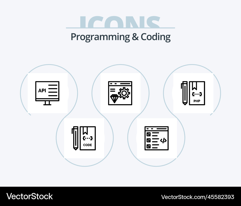 Programmierung und Kodierung der Linie Icon Pack 5 Programmierung und Kodierung der Linie Icon Pack 5 vektorbild