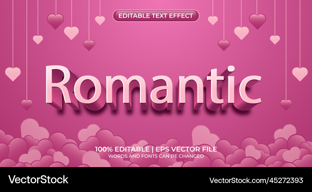 Romantic editable text effect or background Romantic editable text effect or background vector image