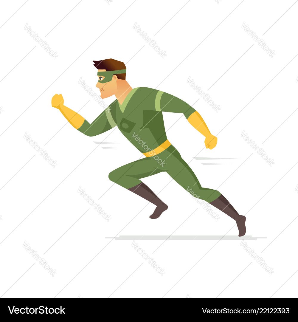 Running superhero - modern cartoon people Running superhero - modern cartoon people vector image