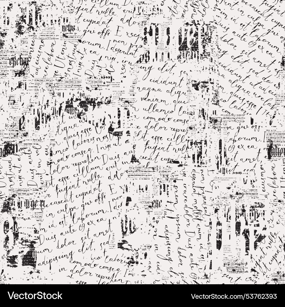 Seamless pattern on handwritten text and newspaper Seamless pattern on handwritten text and newspaper vector image