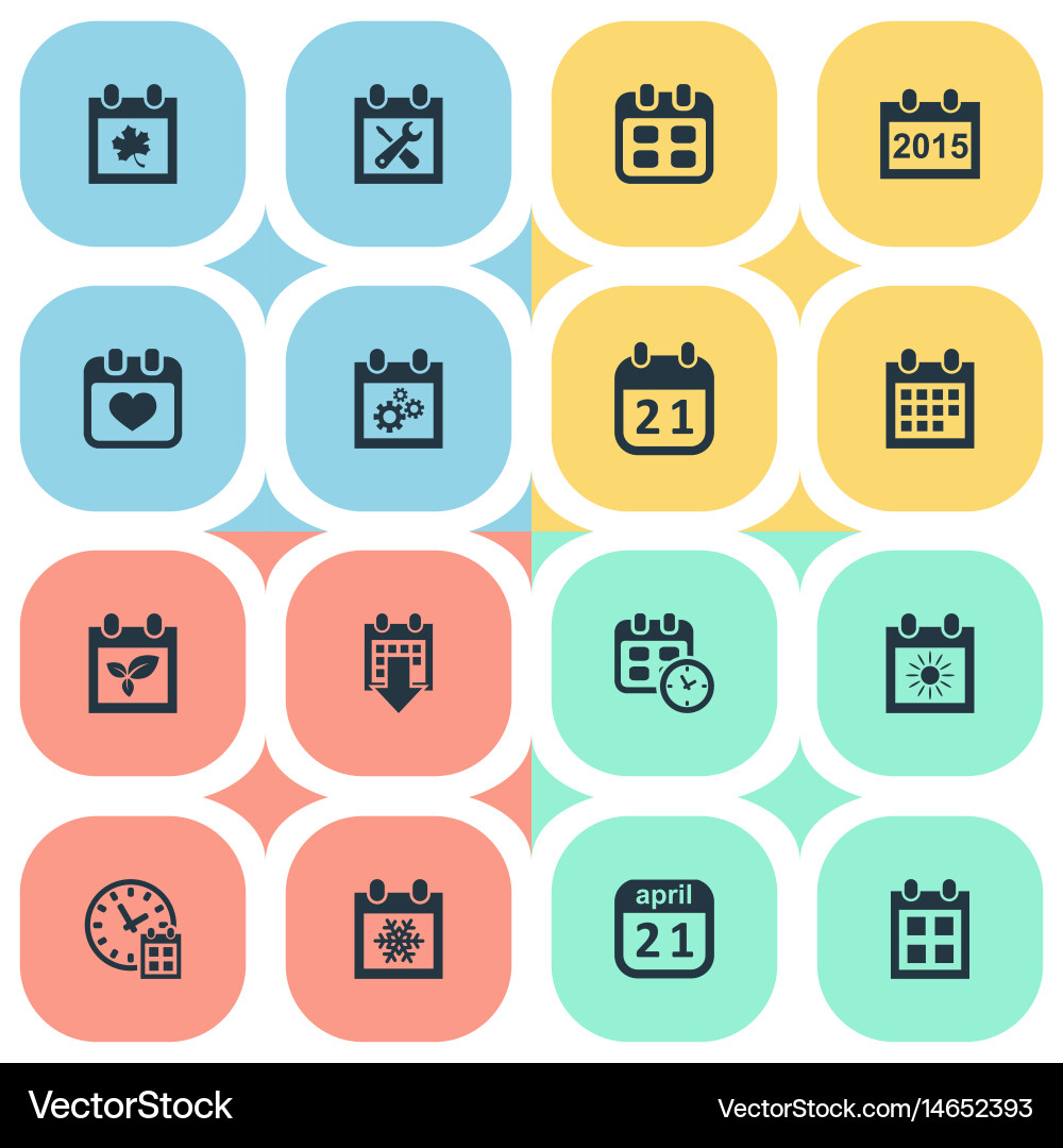 Set of simple calendar icons vector image