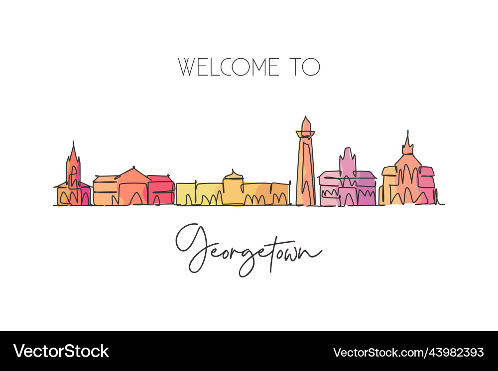 Single continuous line drawing of georgetown Single continuous line drawing of georgetown vector image