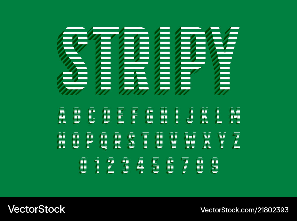 Stripy font design alphabet letters and numbers Stripy font design alphabet letters and numbers vector image