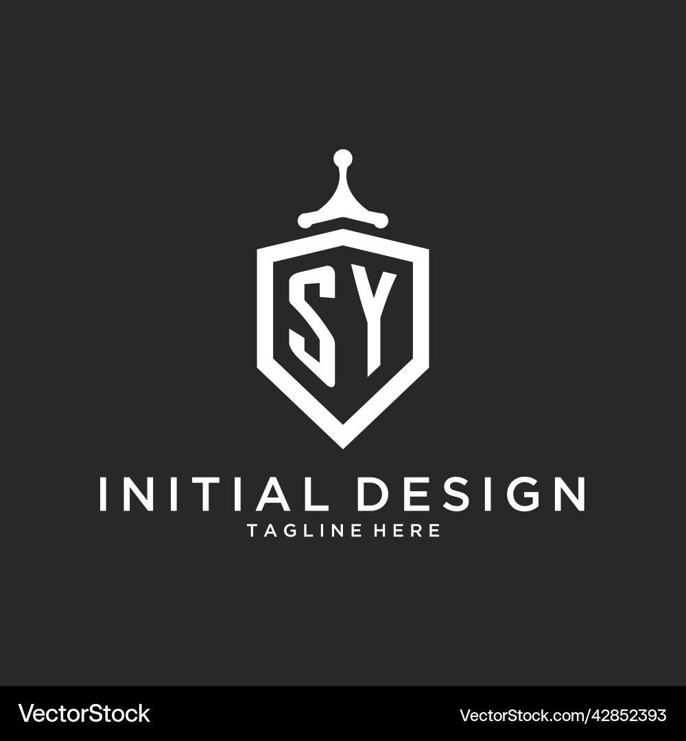 Sy monogram logo initial with shield guard shape Vector Image