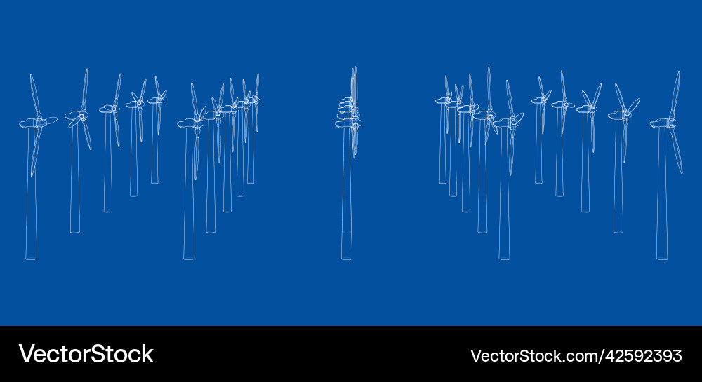 Wind turbines rendering of 3d Vector Image