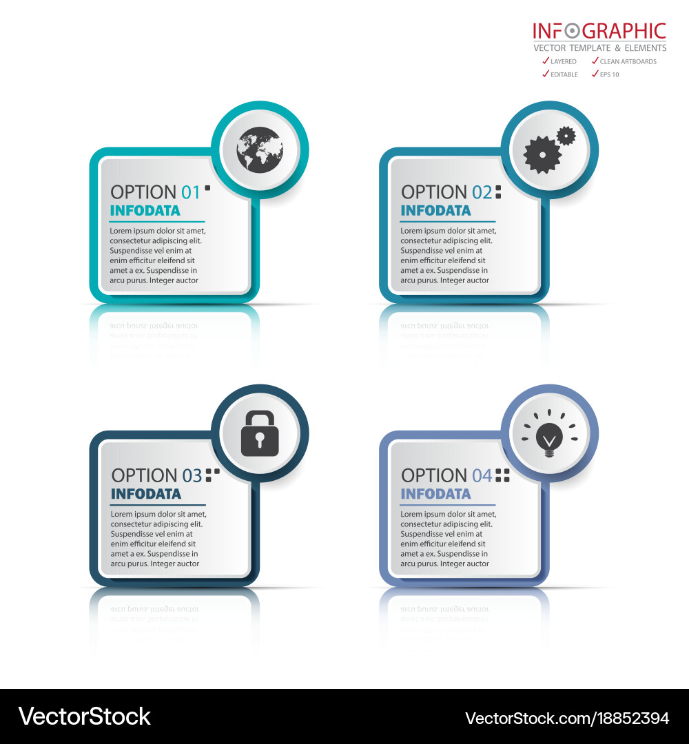 Abstract element infographics 4 option design vector image