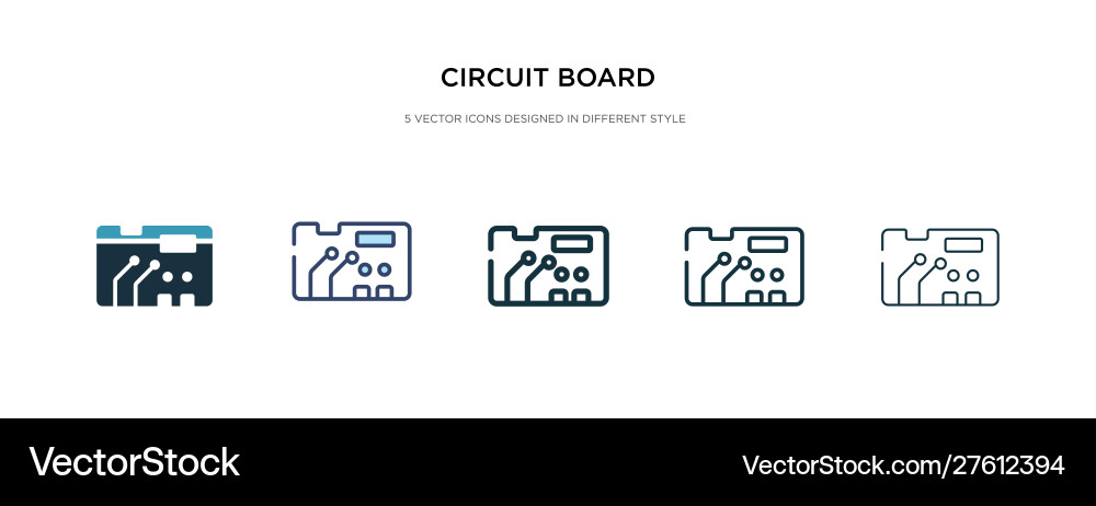 Circuit board icon in different style two Vector Image