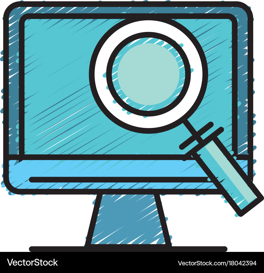 Computer technology information with magnifying Vector Image