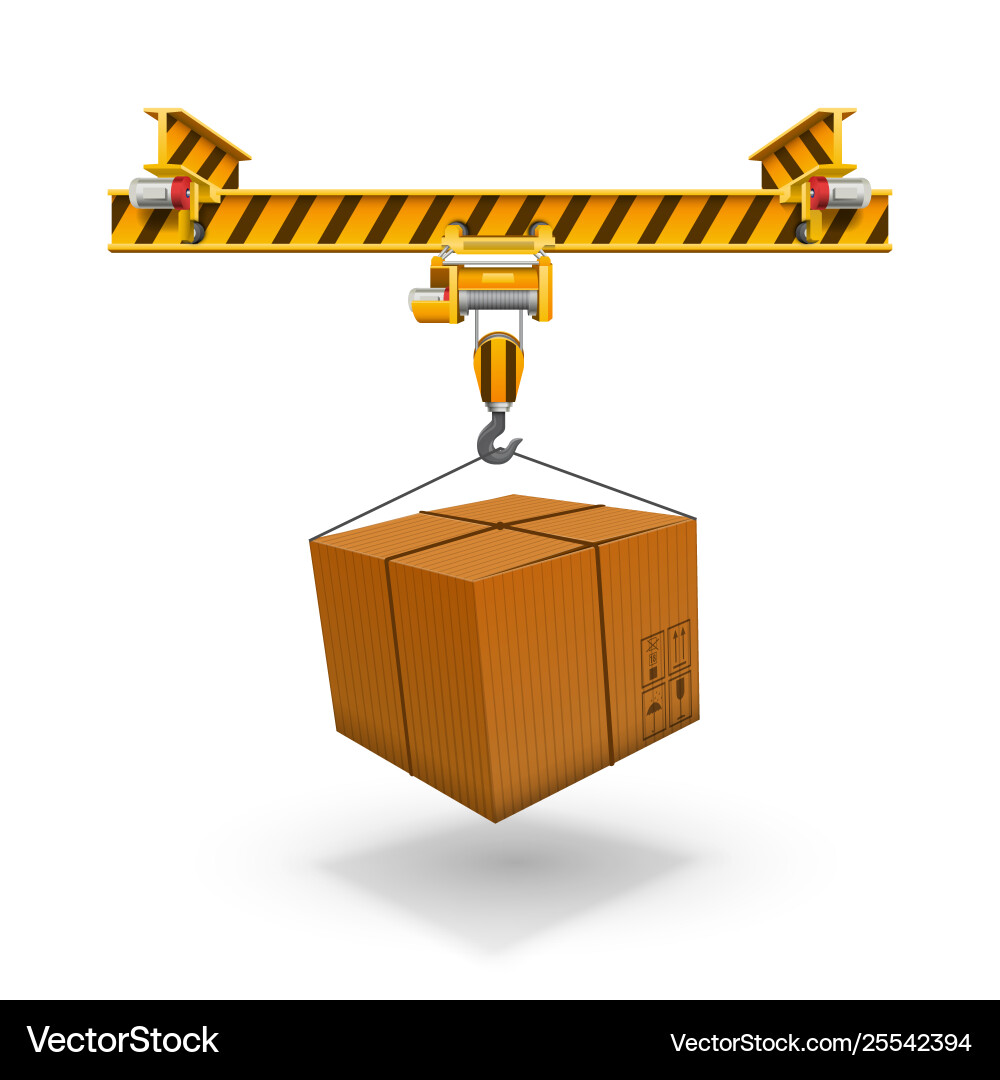 Crane loading boxes art box unloading packet Vector Image