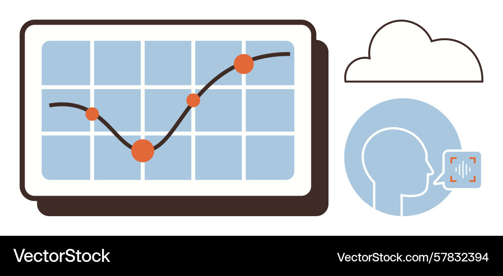 Datenanalysediagramm mit Cloud Computing Vektorbild