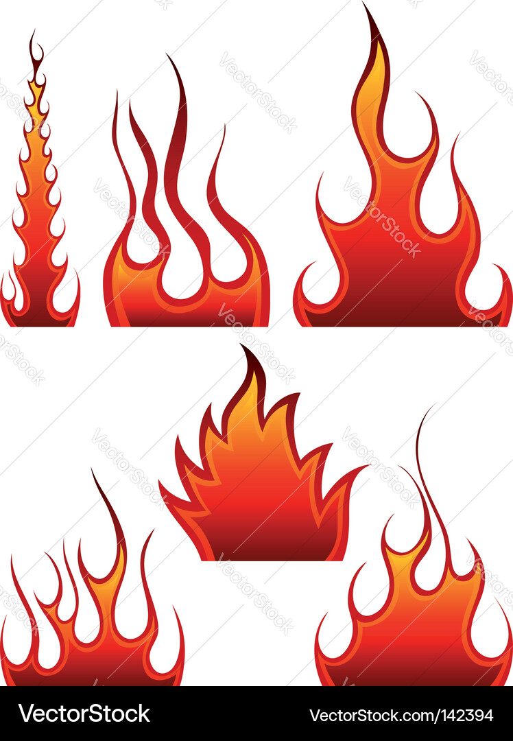 Dynamic Flame Icon Set vector image