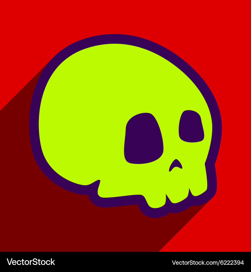 Flat with shadow icon and mobile application skull vector image