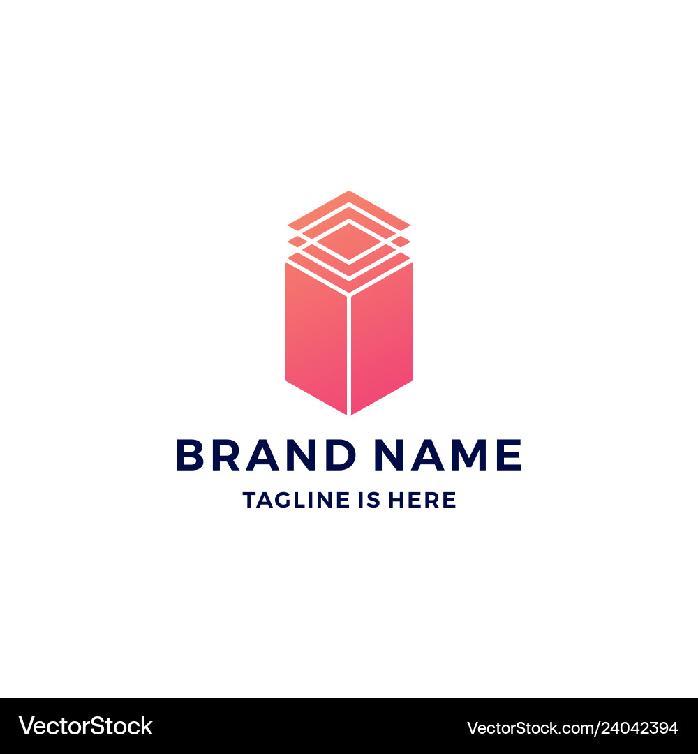 Geometric rectangular rectangle logo blockchain vector image