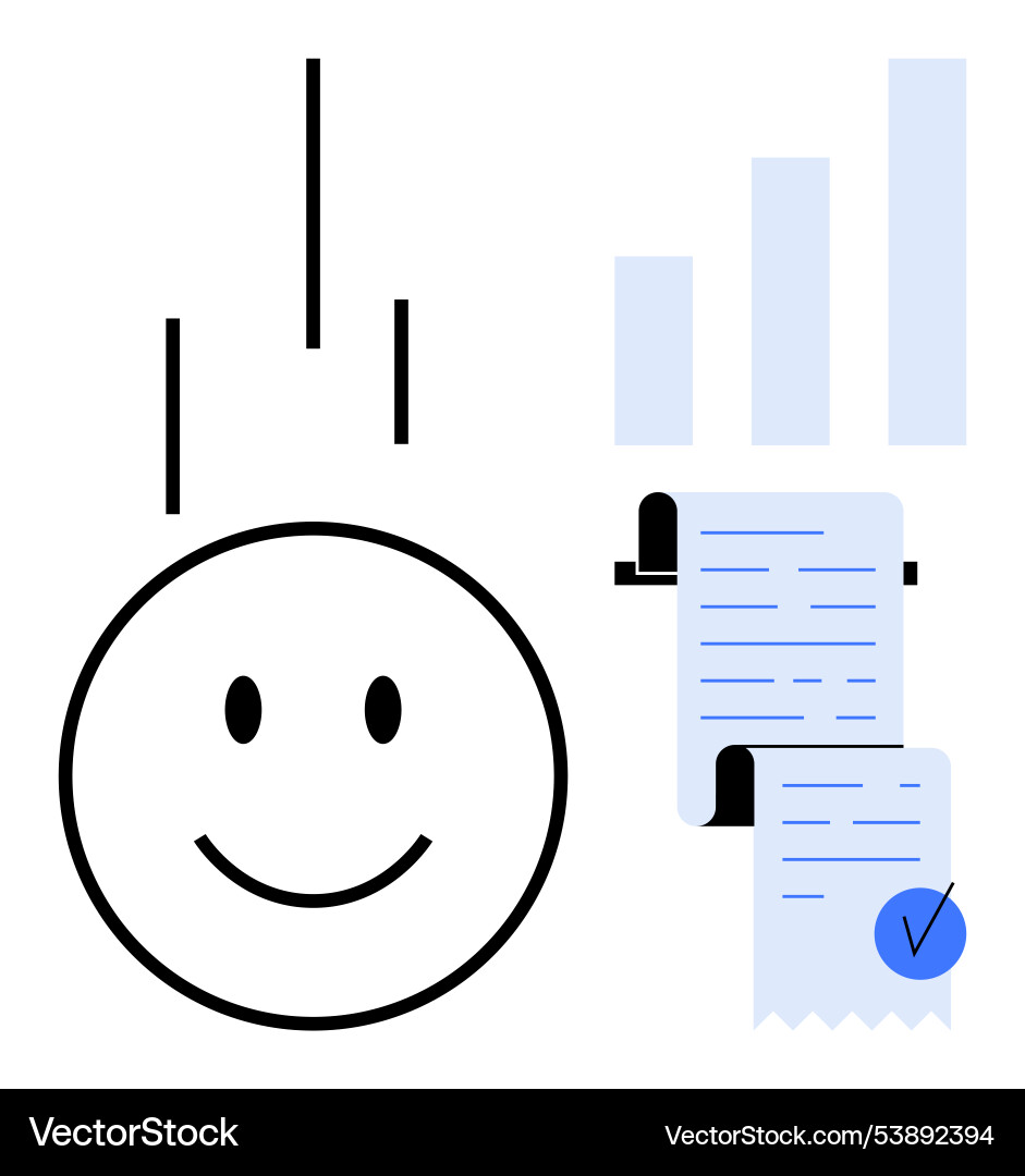 Happy face with document and checkmark showing Happy face with document and checkmark showing vector image