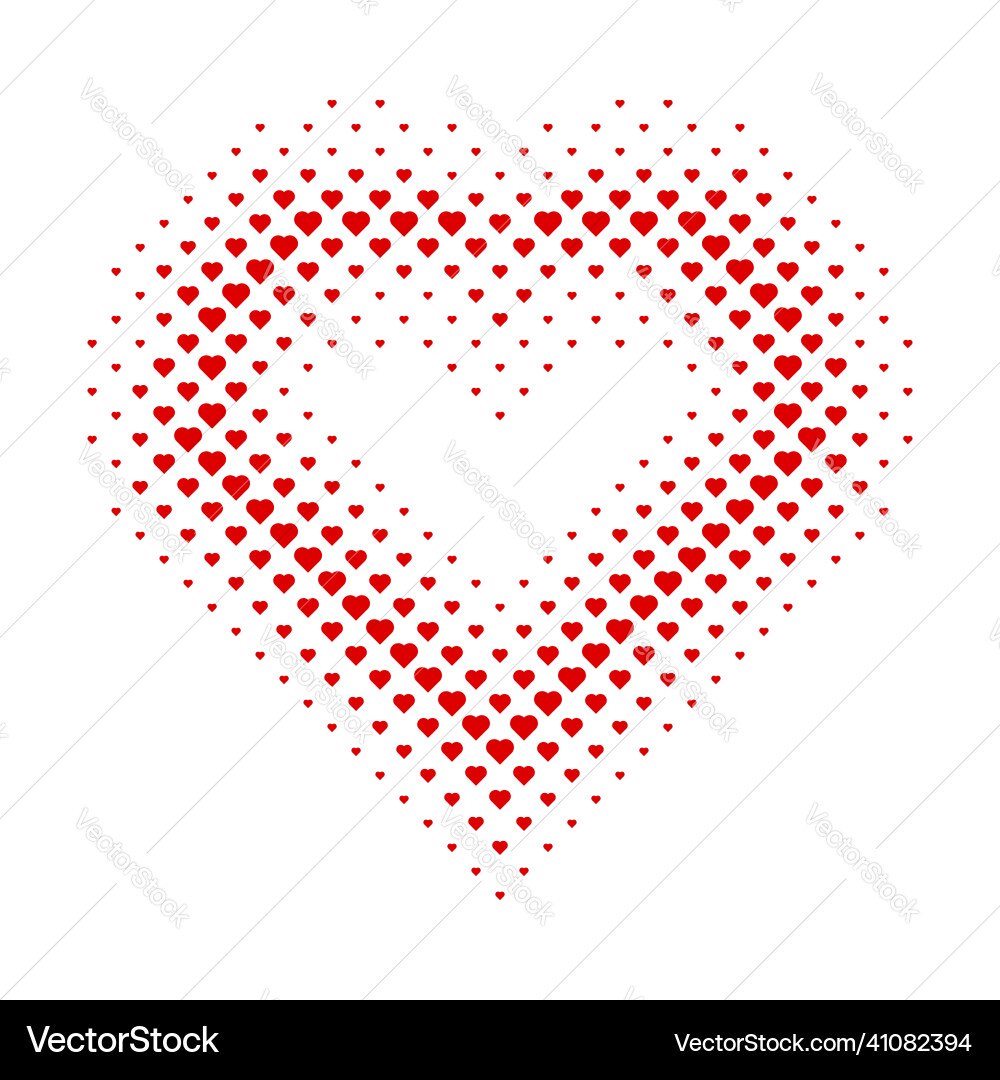 Heart shape halftone dot red pattern Heart shape halftone dot red pattern vector image