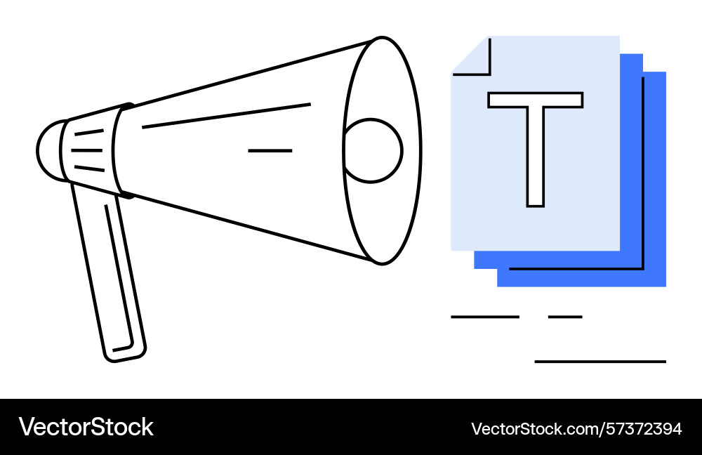 Megaphone announcing content creation with text Megaphone announcing content creation with text Vector Image