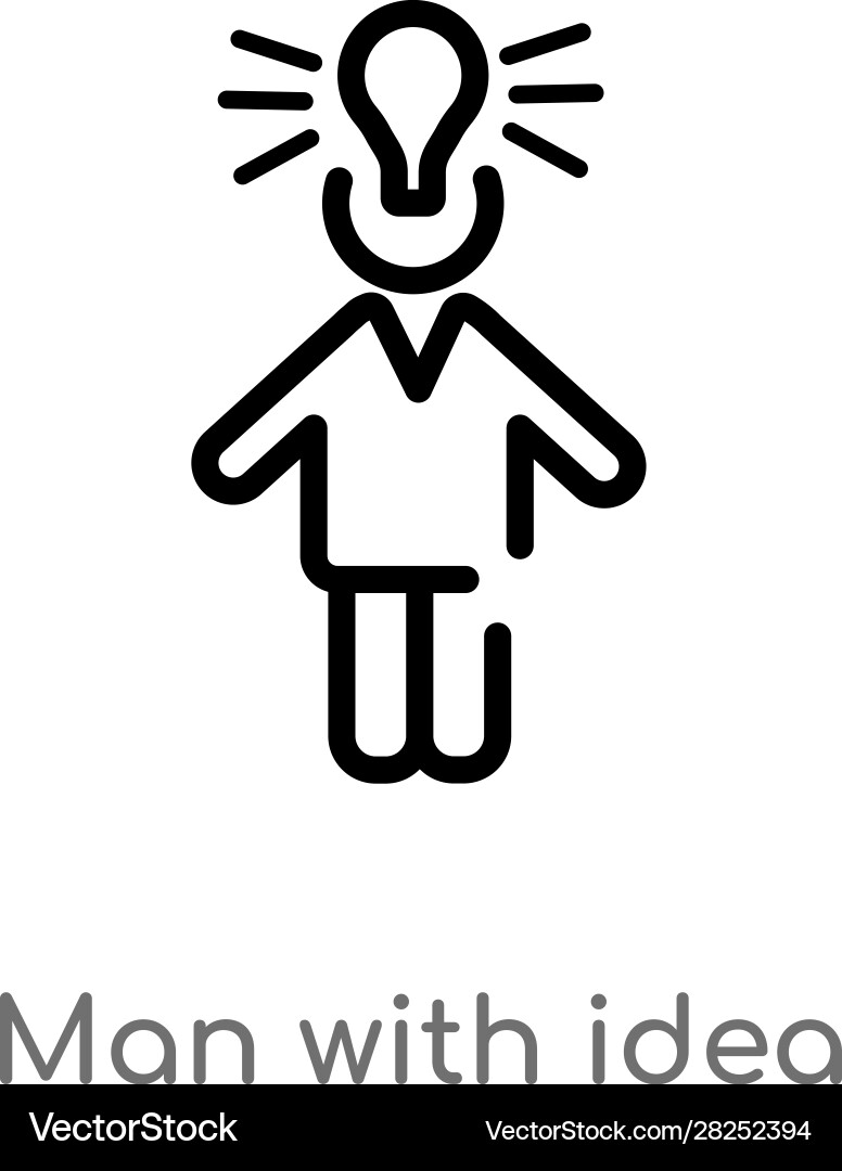 Outline man with idea icon isolated black simple Vector Image
