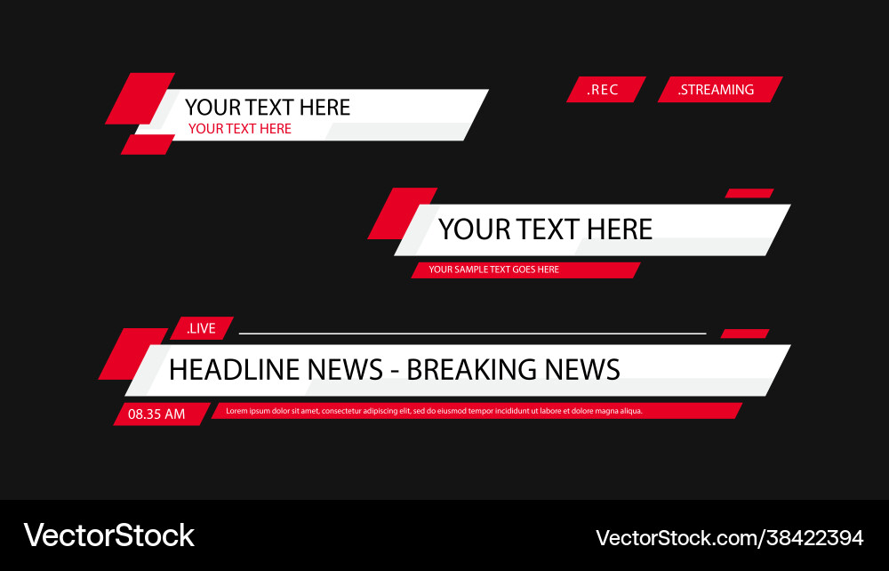 Red Lower Third with White Text Vector Image