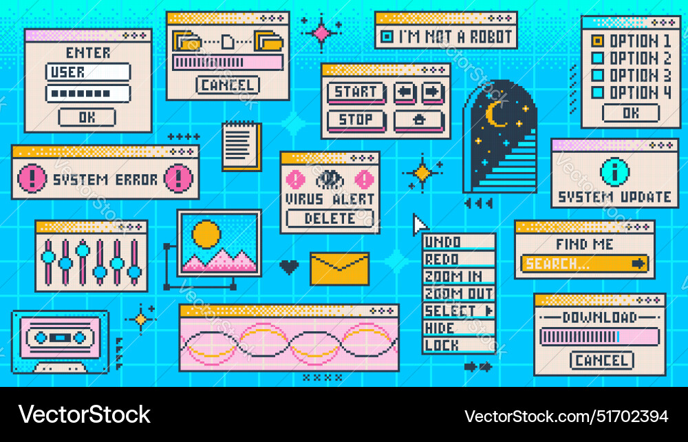 Retro computer window y2k pc desktop interface Vector Image