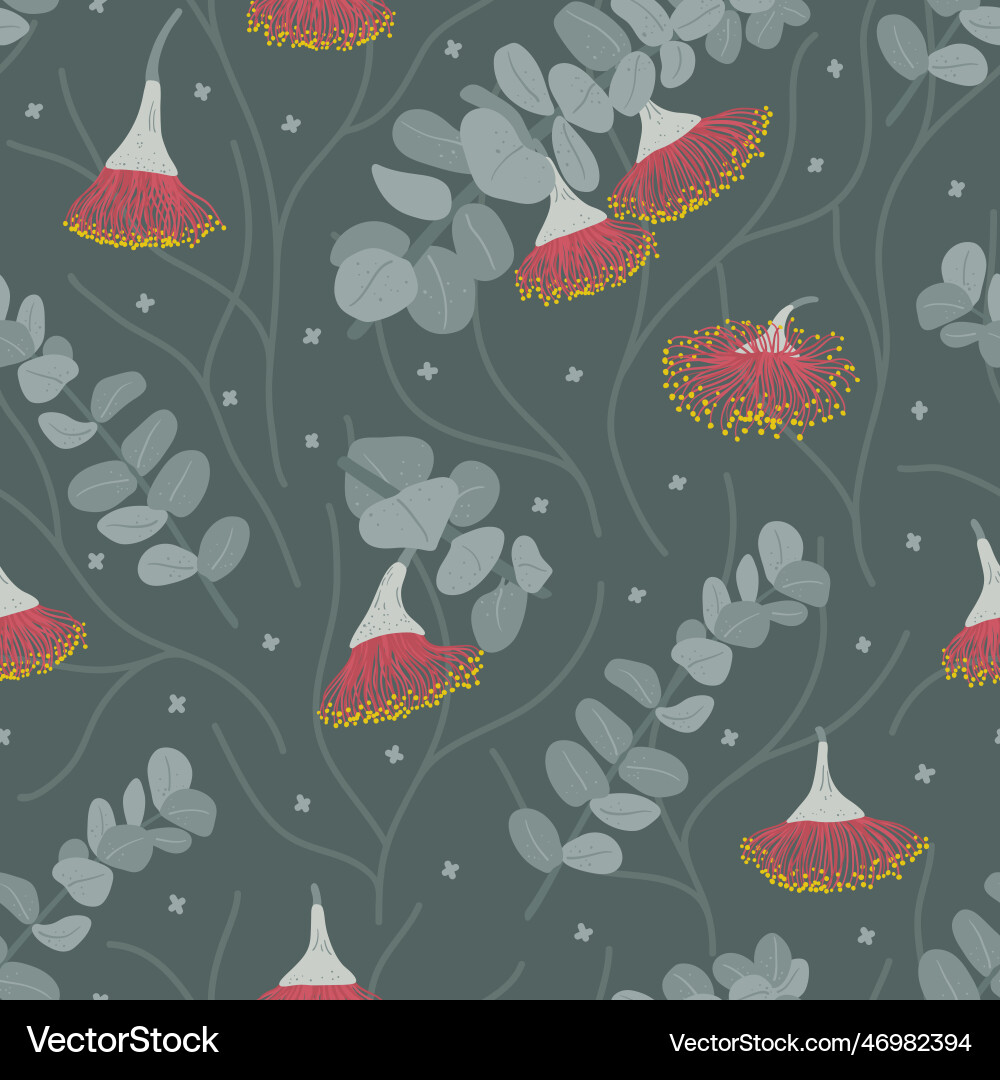 Seamless pattern with eucalyptus macrocarpa Vector Image