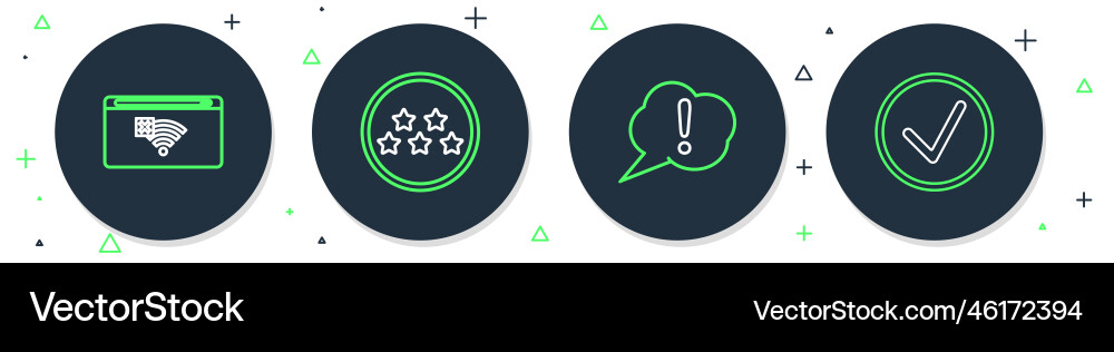 Set line five stars rating review speech bubble Vector Image
