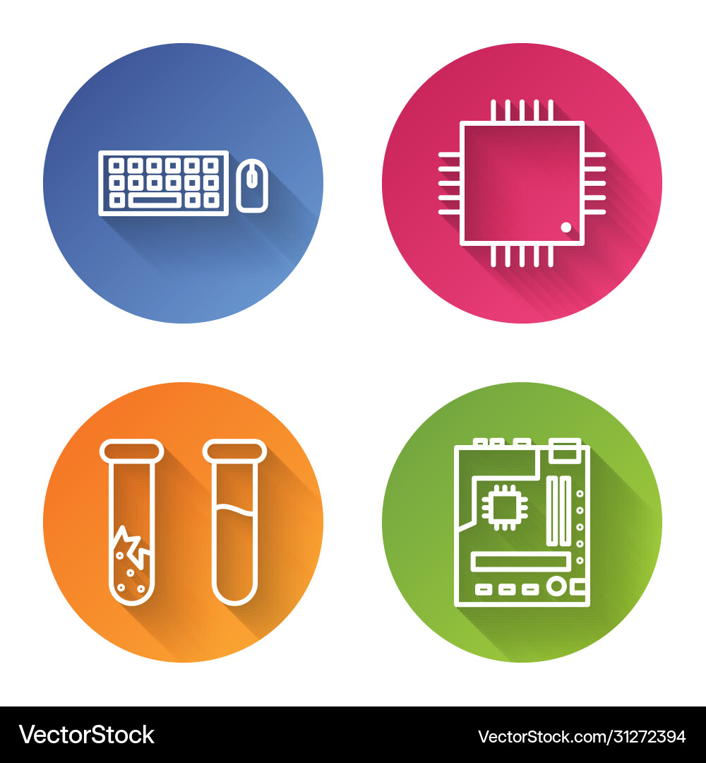 Set line keyboard and mouse processor Set line keyboard and mouse processor vector image
