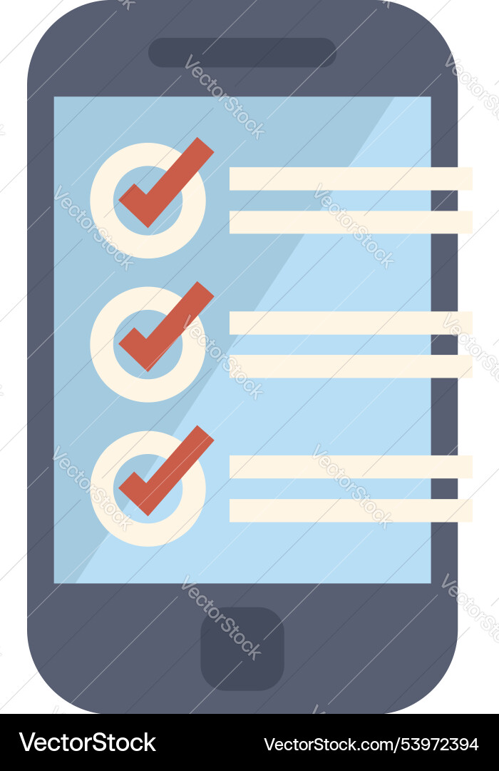 Smartphone displaying checklist for task vector image
