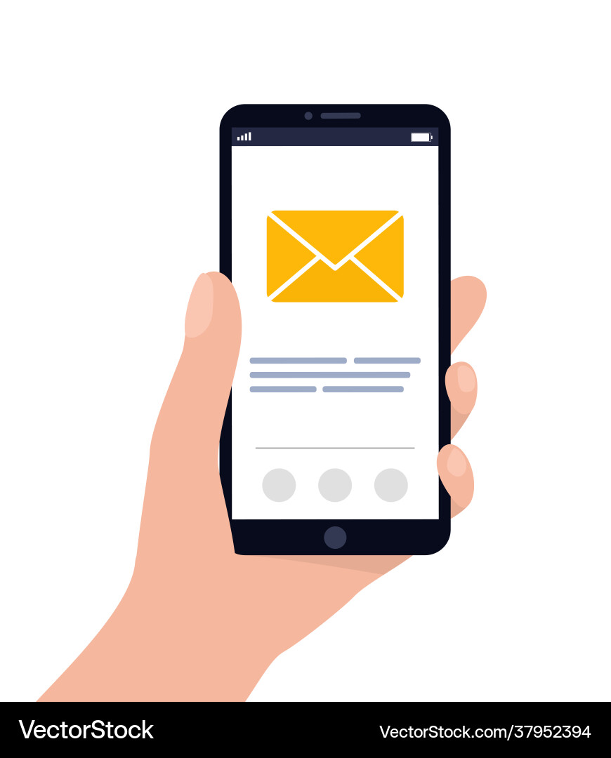 Smartphone in der Hand mit Mail-Symbol drei ungelesen Smartphone in der Hand mit Mail-Symbol drei ungelesen vektorbild