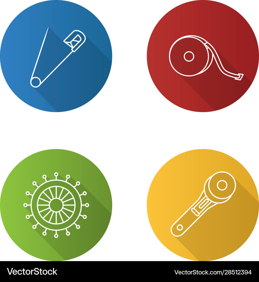 Tailoring flat linear long shadow icons set Tailoring flat linear long shadow icons set vector image