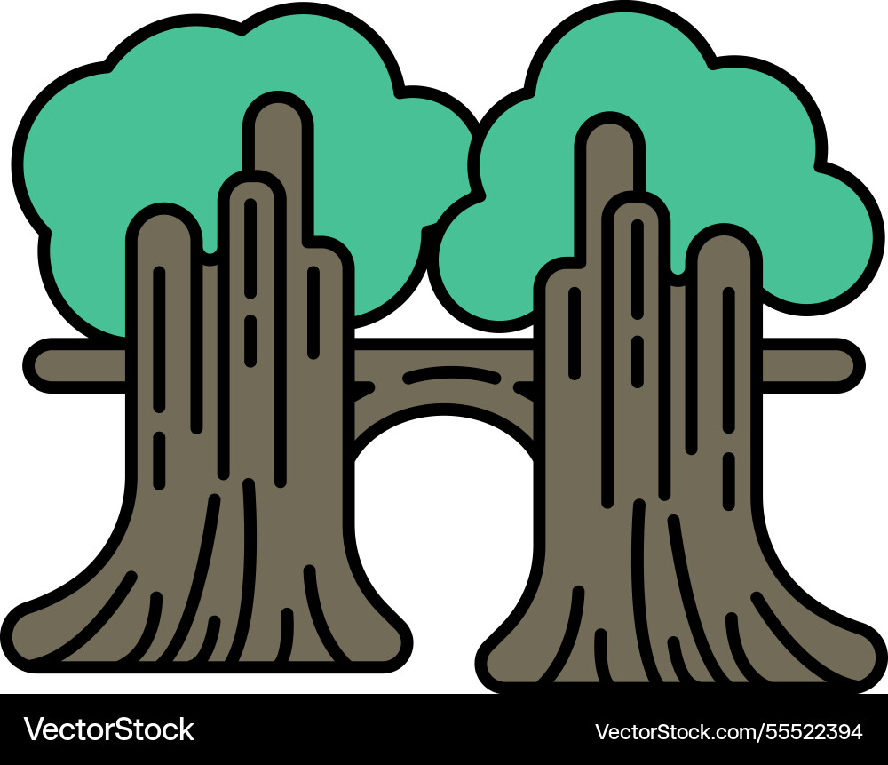 Trees with a bridge in between them Trees with a bridge in between them vector image