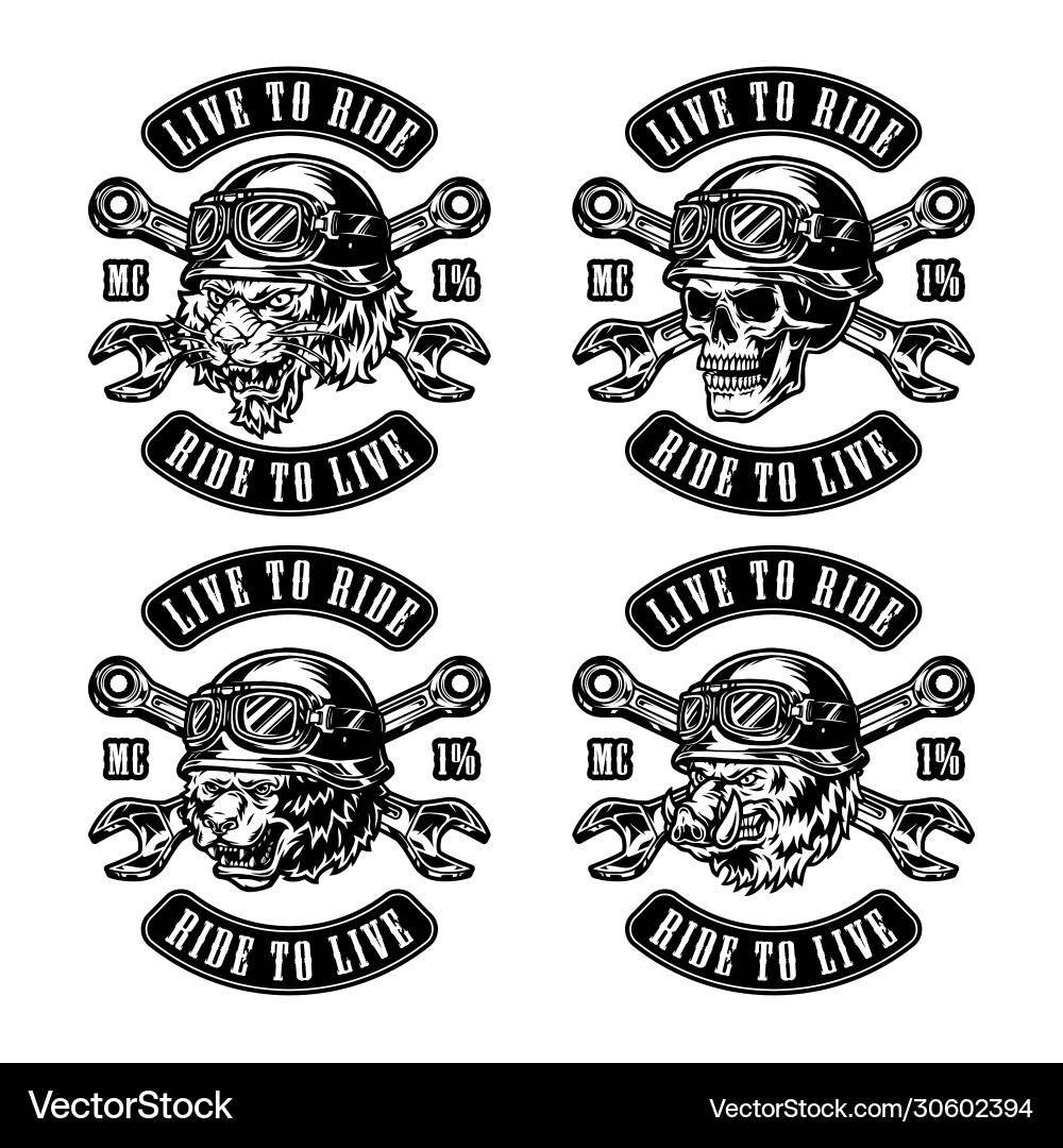 Vintage Motorcycle Prints - Skull & Spanner vector image