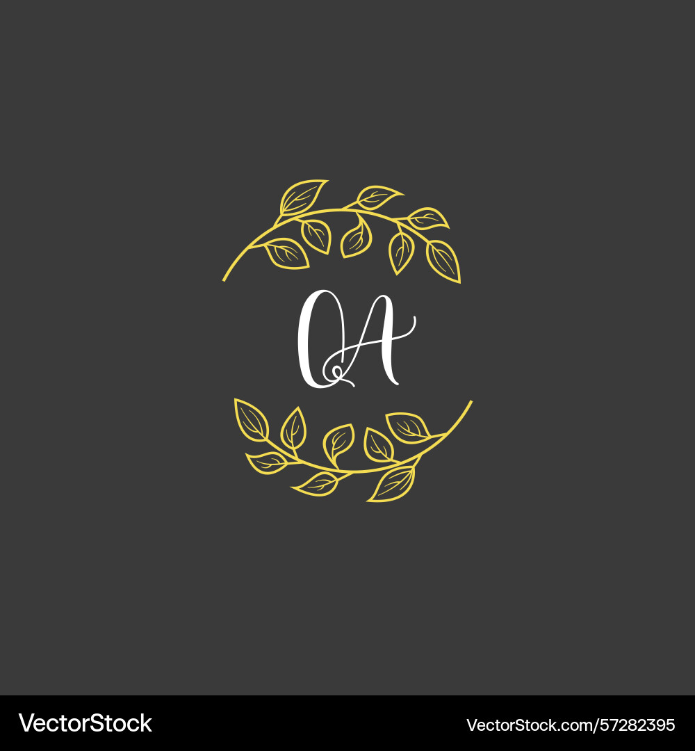 Botanical monogram logos with initial qa Vector Image