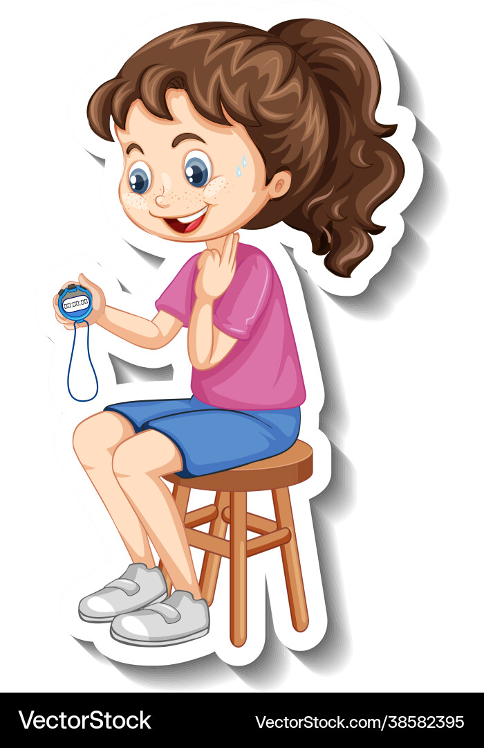 Cartoon Charakter Aufkleber mit Sporttrainer Mädchen Cartoon Charakter Aufkleber mit Sporttrainer Mädchen vektorbild