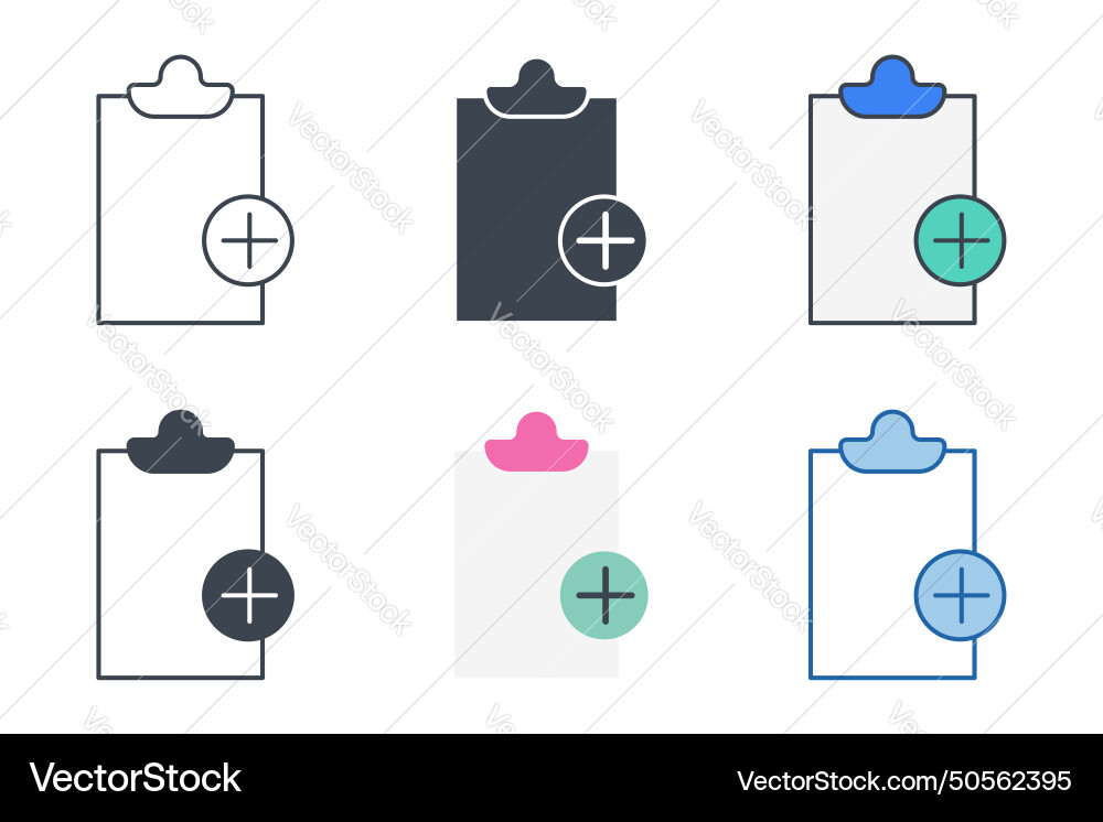 Document with plus sign icon collection Document with plus sign icon collection vector image