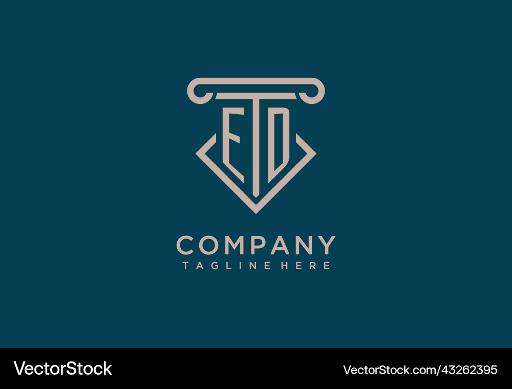 Ed initial with pillar icon design clean vector image