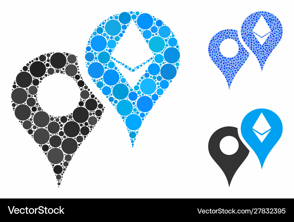 Ethereum map markers composition icon circles Ethereum map markers composition icon circles vector image