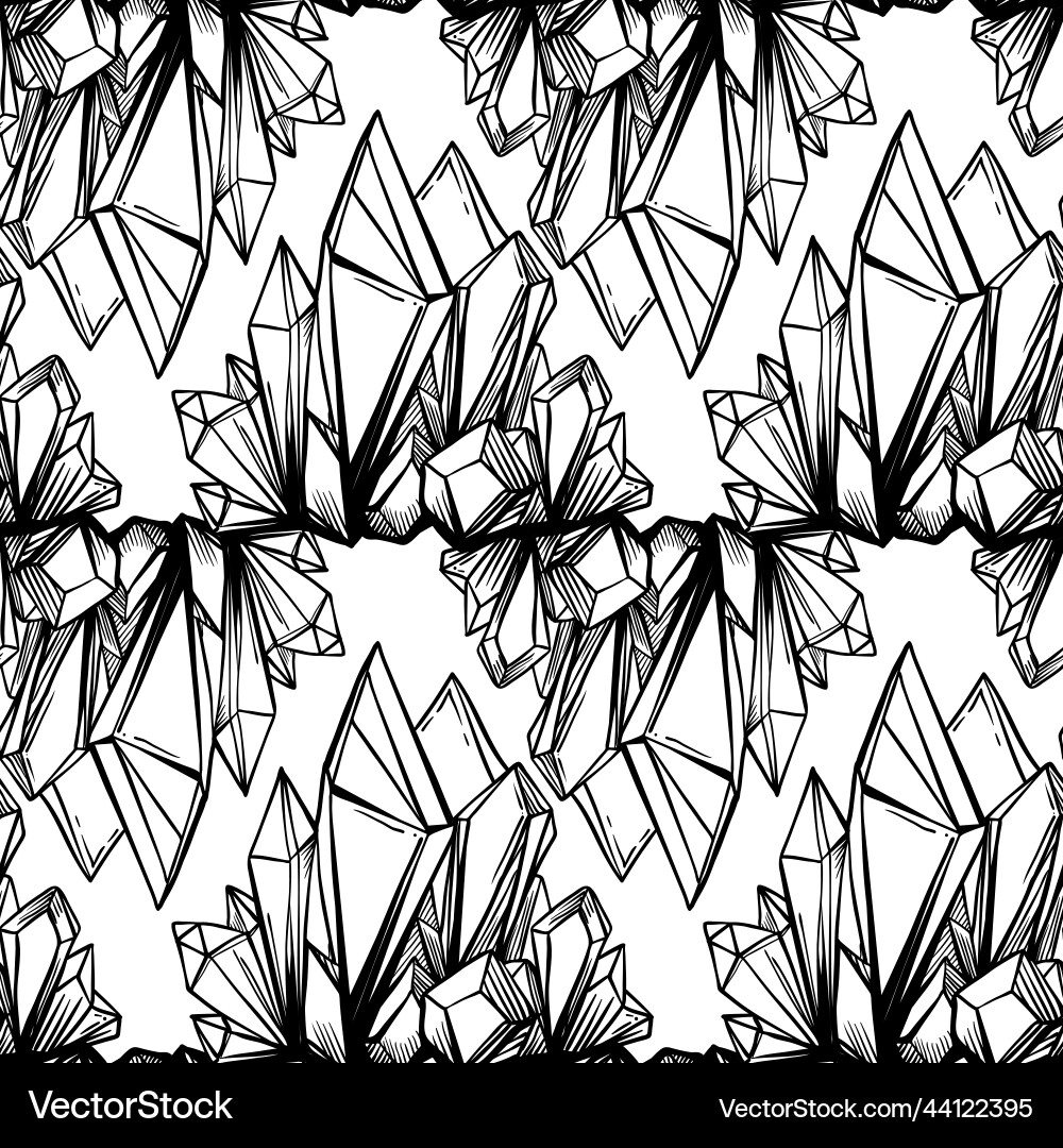 Hand drawn crystal gem seamless pattern geometric Hand drawn crystal gem seamless pattern geometric vector image