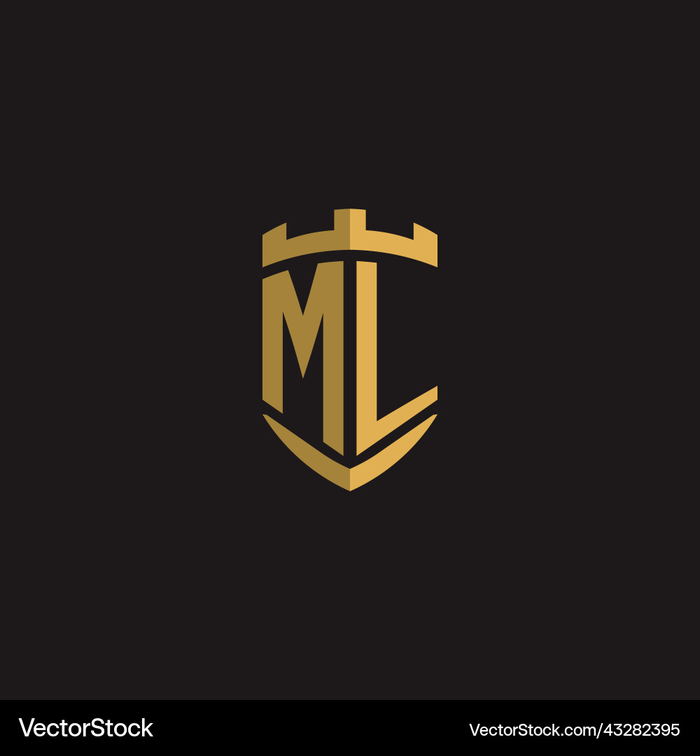 Initials ml logo monogram with shield style design Initials ml logo monogram with shield style design vector image