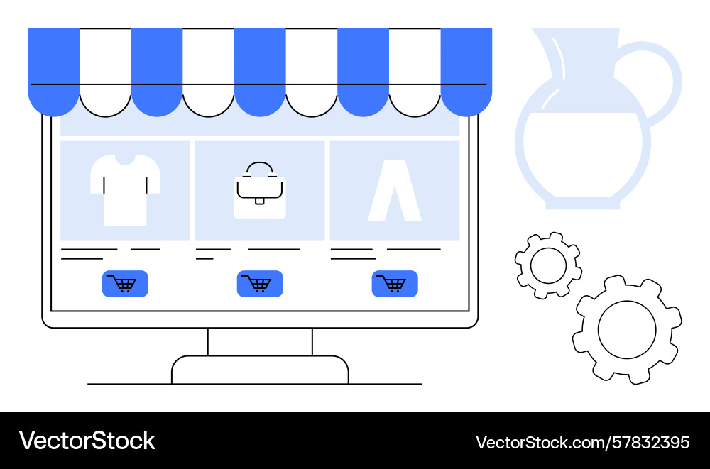 Online storefront displaying products Vector Image