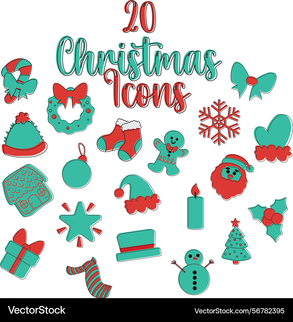 Outlined twenty icon bundle Vector Image
