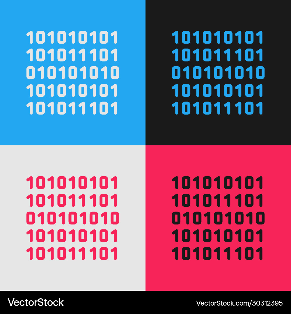 Pop Art Line binäre Code-Symbol isoliert auf der Farbe Pop Art Line binäre Code-Symbol isoliert auf der Farbe Vektorbild