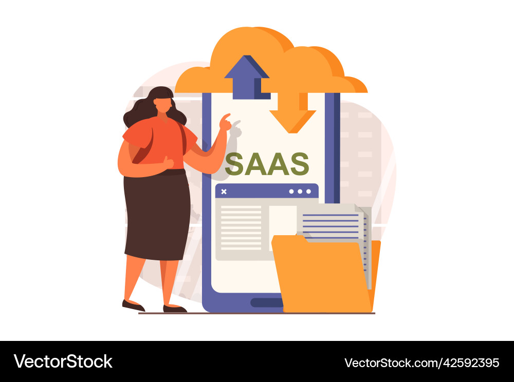 Saas web concept in flat design Saas web concept in flat design vector image
