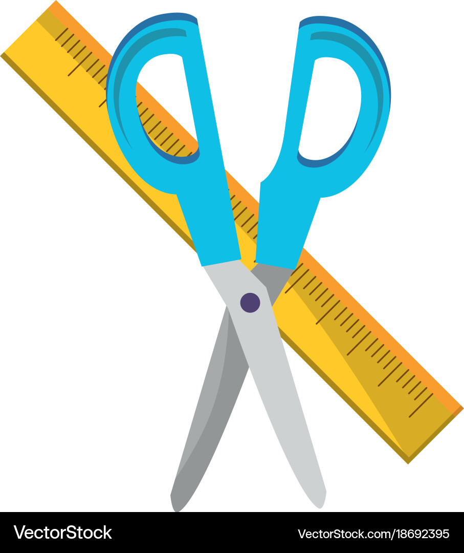 Scissor and Ruler Tool Set Vector Image