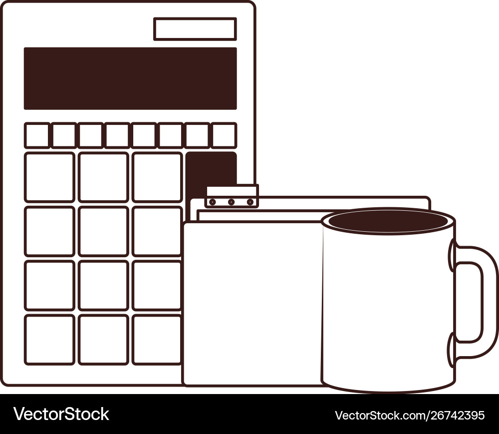 Set icons with calculator in white background vector image