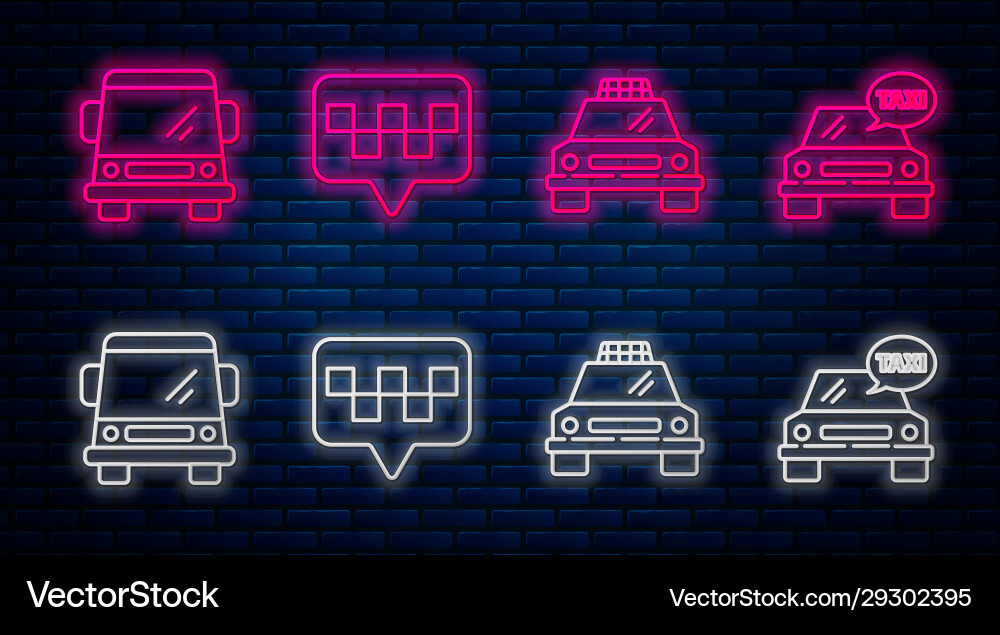 Set line map pointer with taxi car Set line map pointer with taxi car vector image