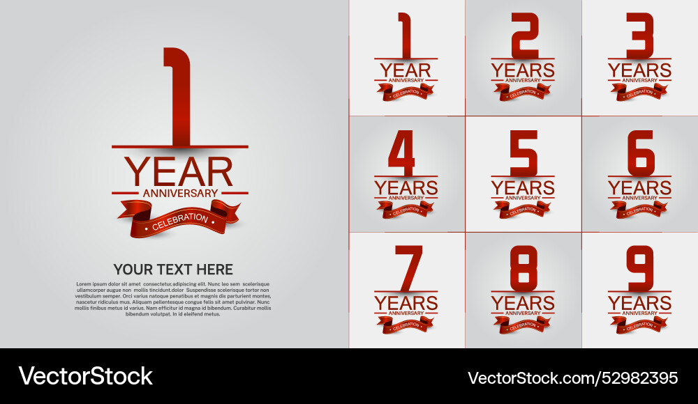 Set of anniversary with red color can be use vector image