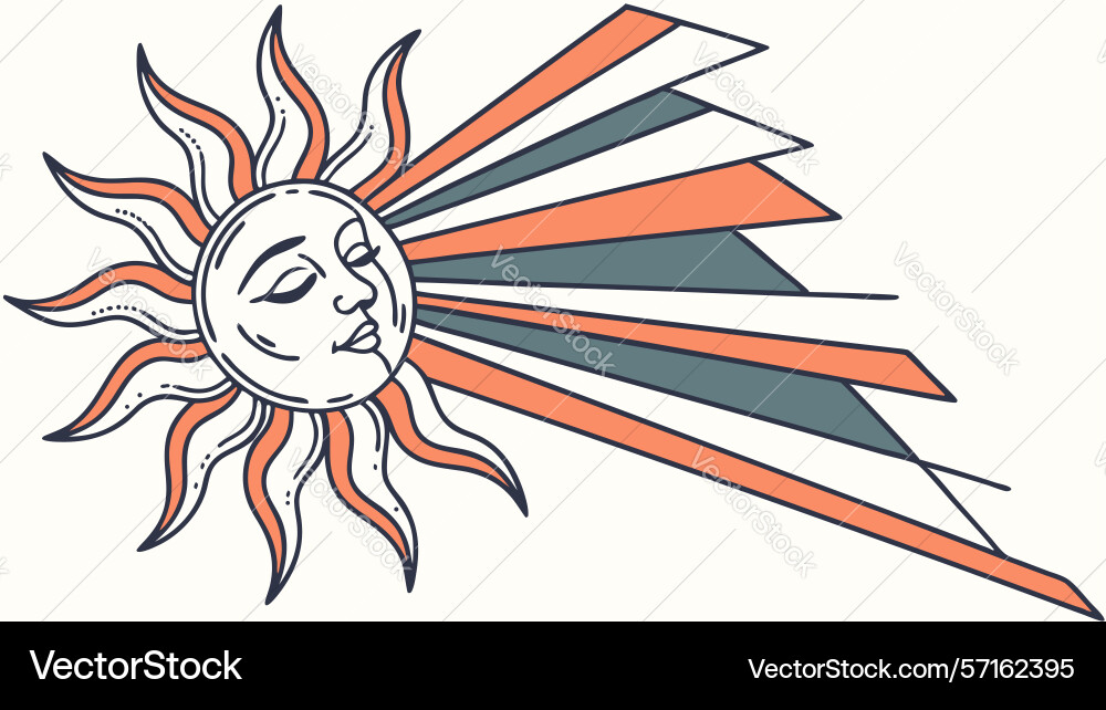 Stylized sun with angular rays dynamic energy Vector Image