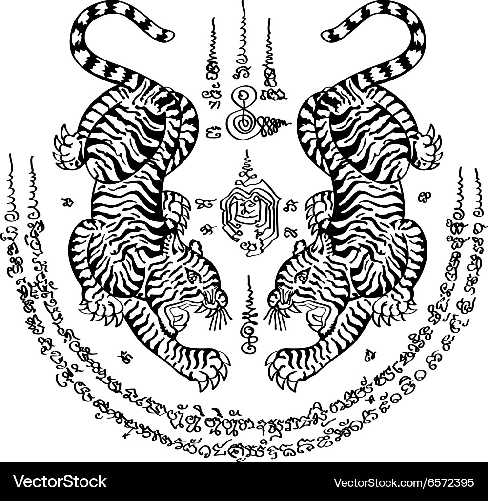 Thai Traditional Floral Tattoo Vector Image