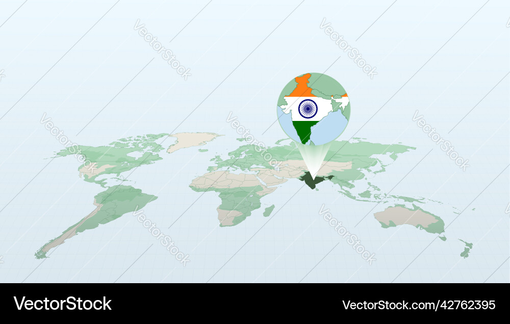 World map in perspective showing the location Vector Image