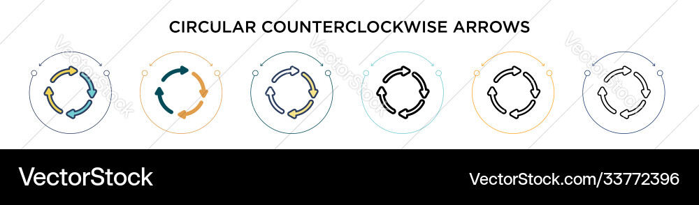 Circular counterclockwise arrows icon in filled vector image
